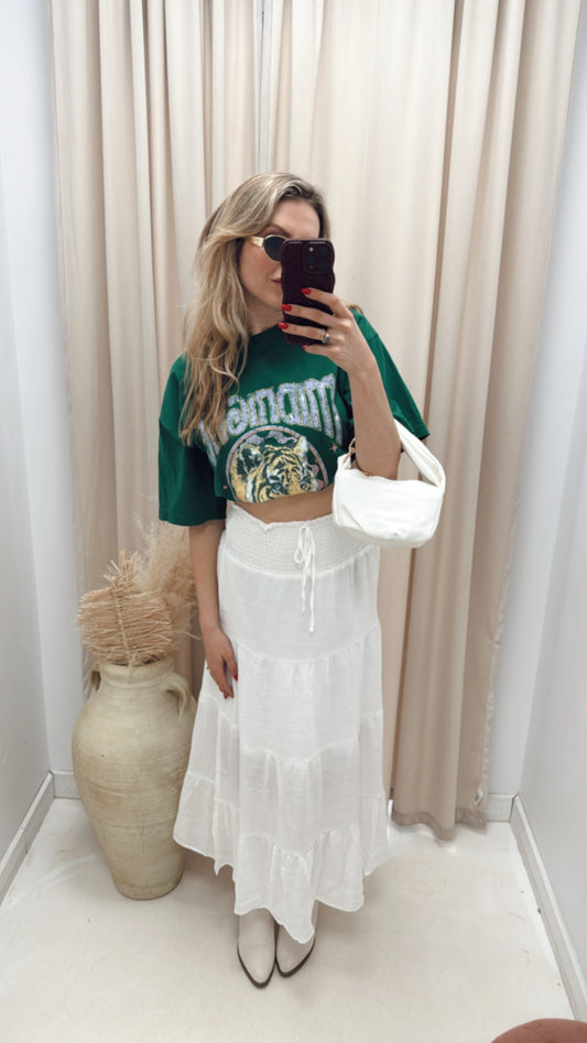 NEW SHANIA TIERED MAXI SKIRT (WHITE)