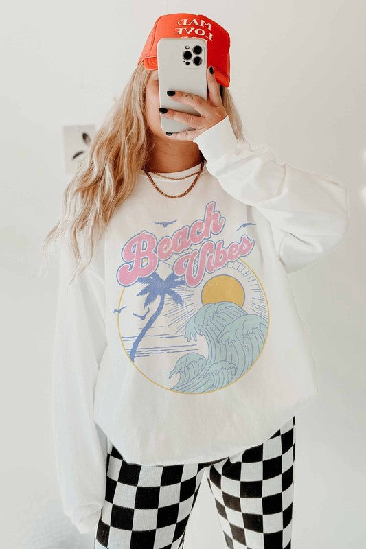 BEACH VIBES SWEATSHIRT (WHITE)