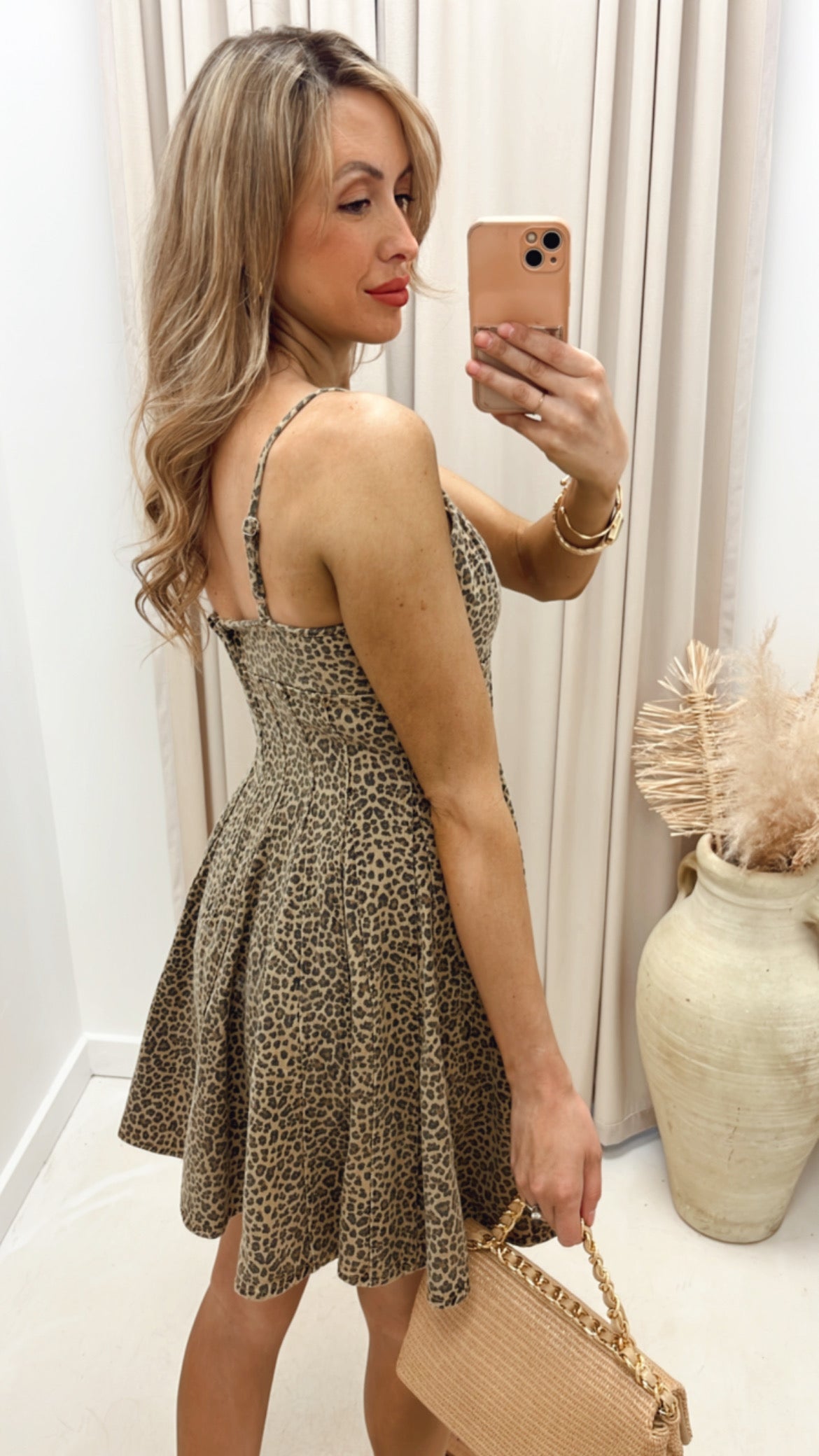 NEW JENNA DENIM MINI DRESS (ANIMAL PRINT)