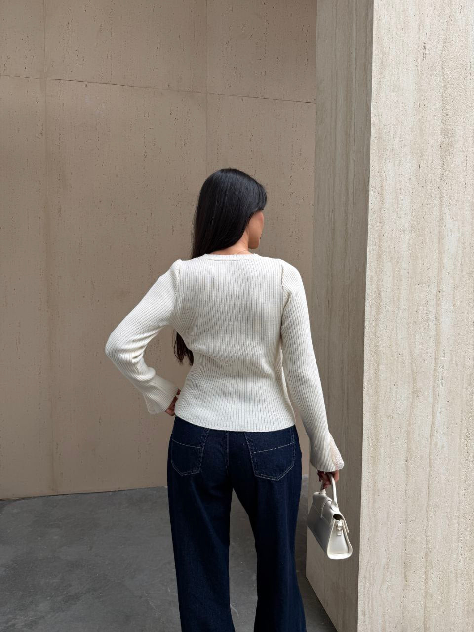 STACI LACE ACCENTED RIBBED TOP