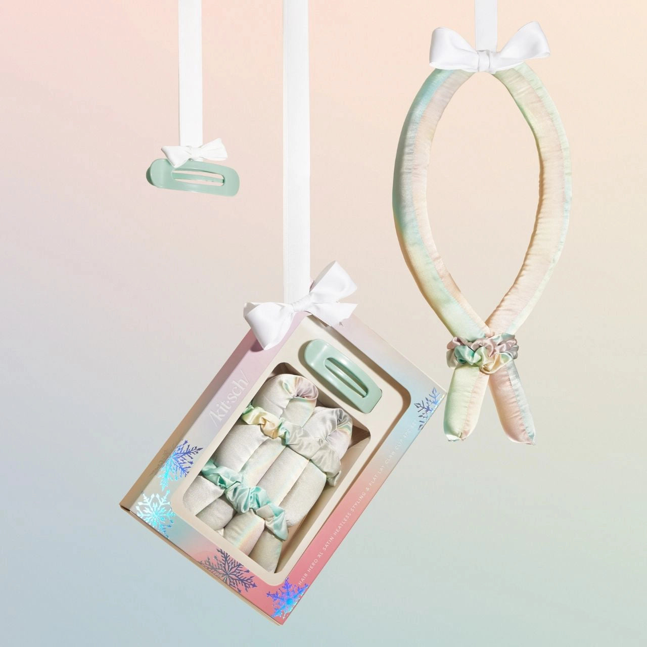 HOLIDAY XL SATIN HEATLESS STYLING & FLAT LAY CLAW 4PC SET | KITSCH