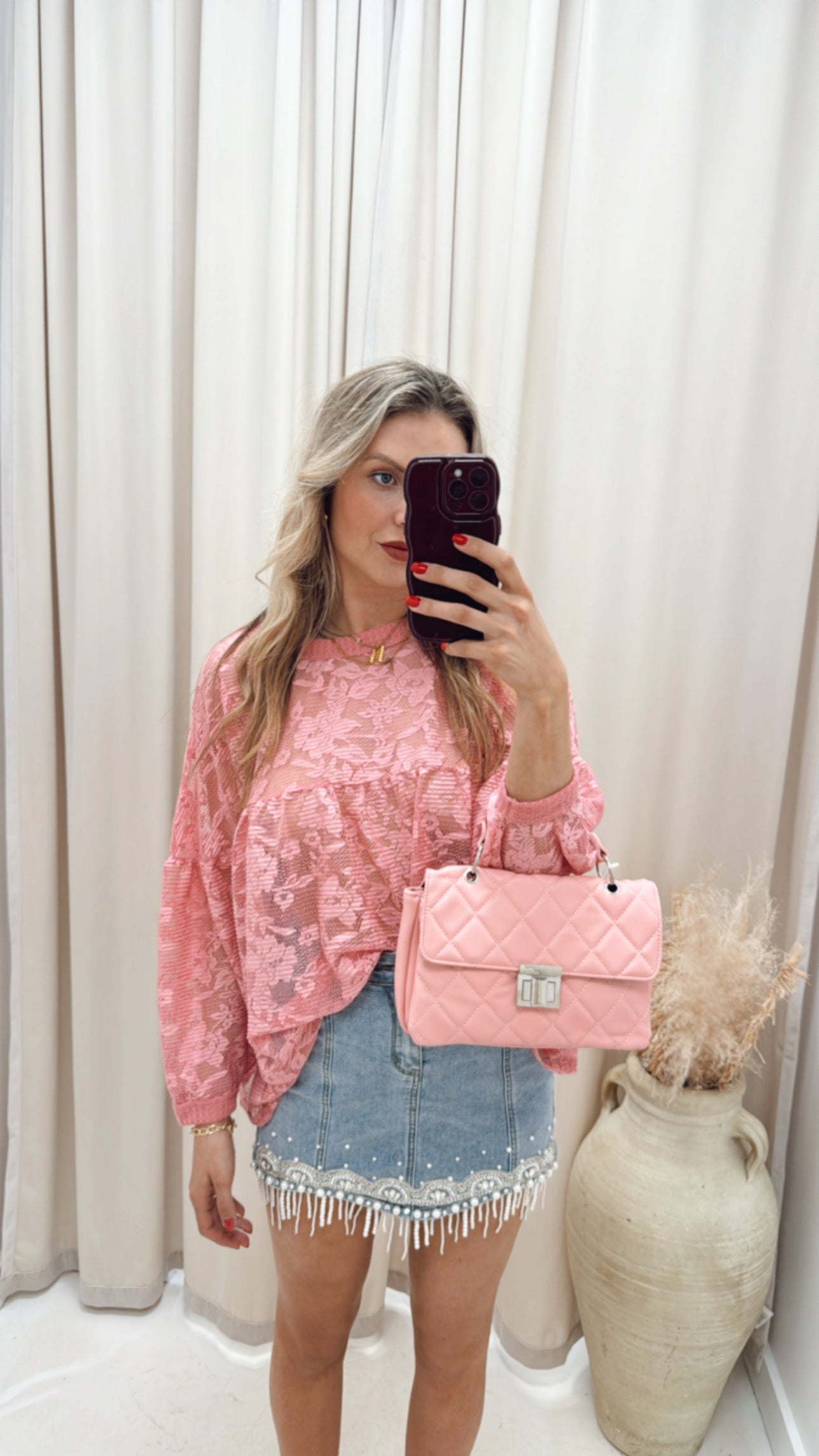 NEW ELLERIE LACE TOP (MAUVE PINK)