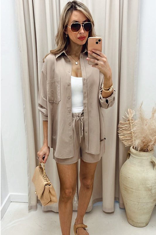 NEW QUIN TWO PIECE SHORT SET (BEIGE OR BLACK)