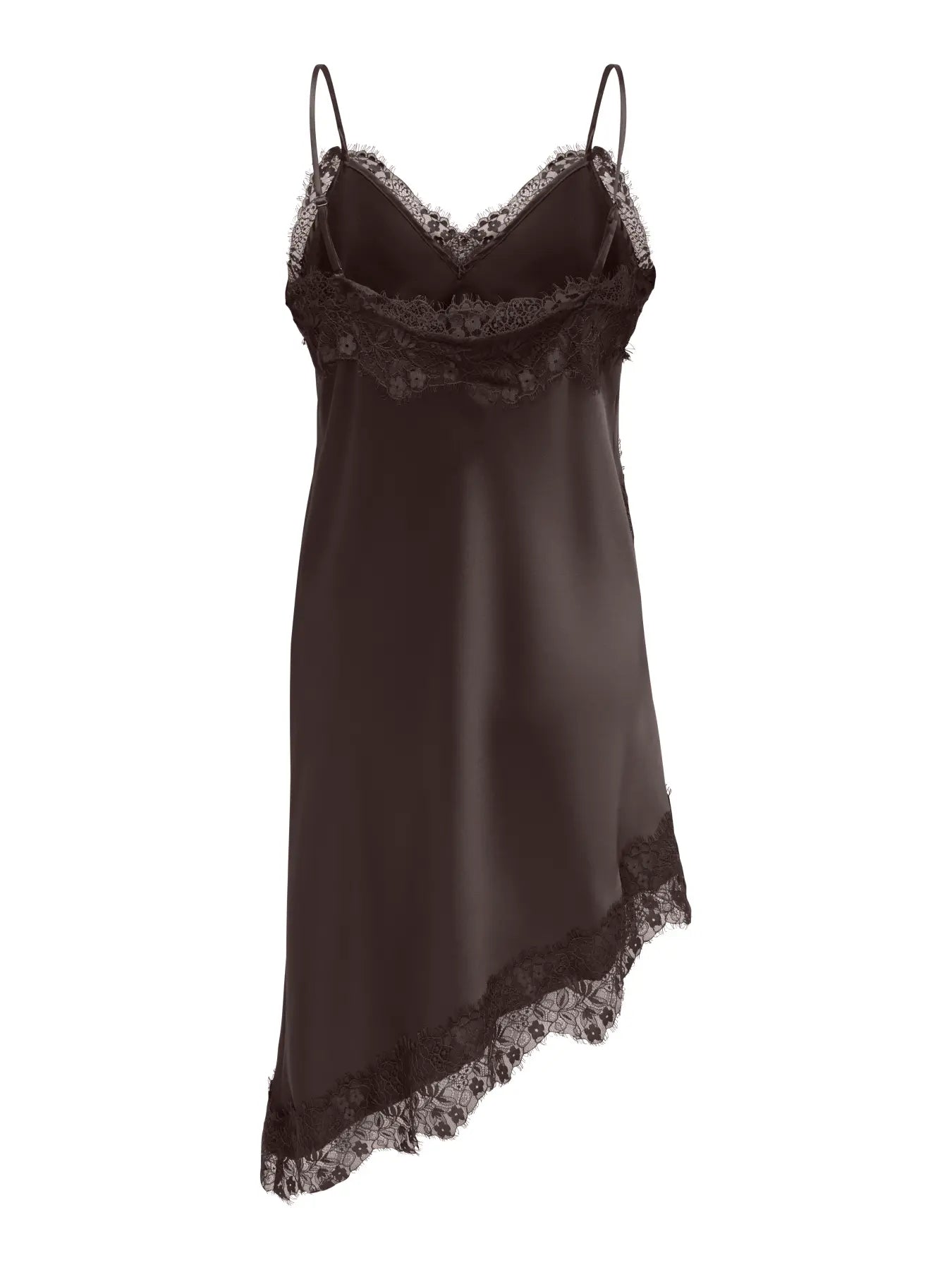 LINDONA STRAP SATIN LACE DRESS (ONLY) | BROWN