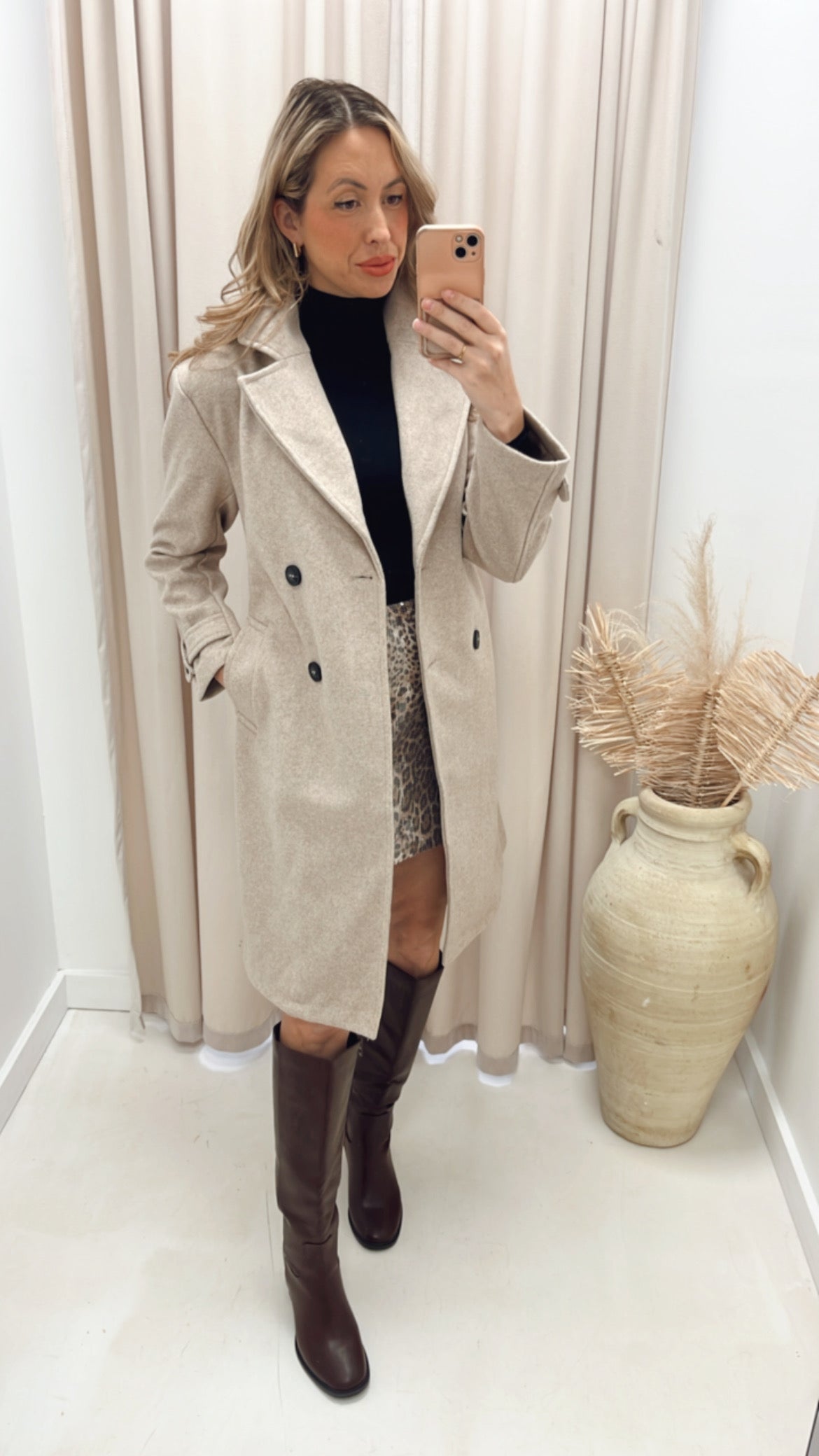ANGELINA DOUBLE BREASTED WRAP COAT (OATMEAL)