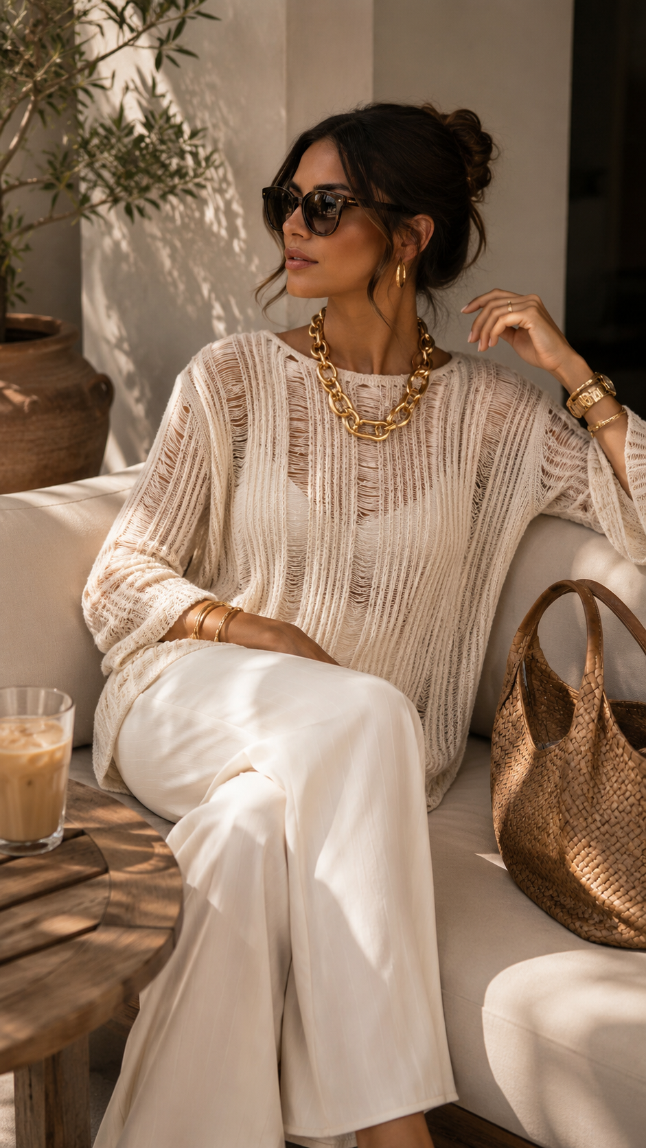 LADDER KNIT SWEATER (CHAMPAGNE)
