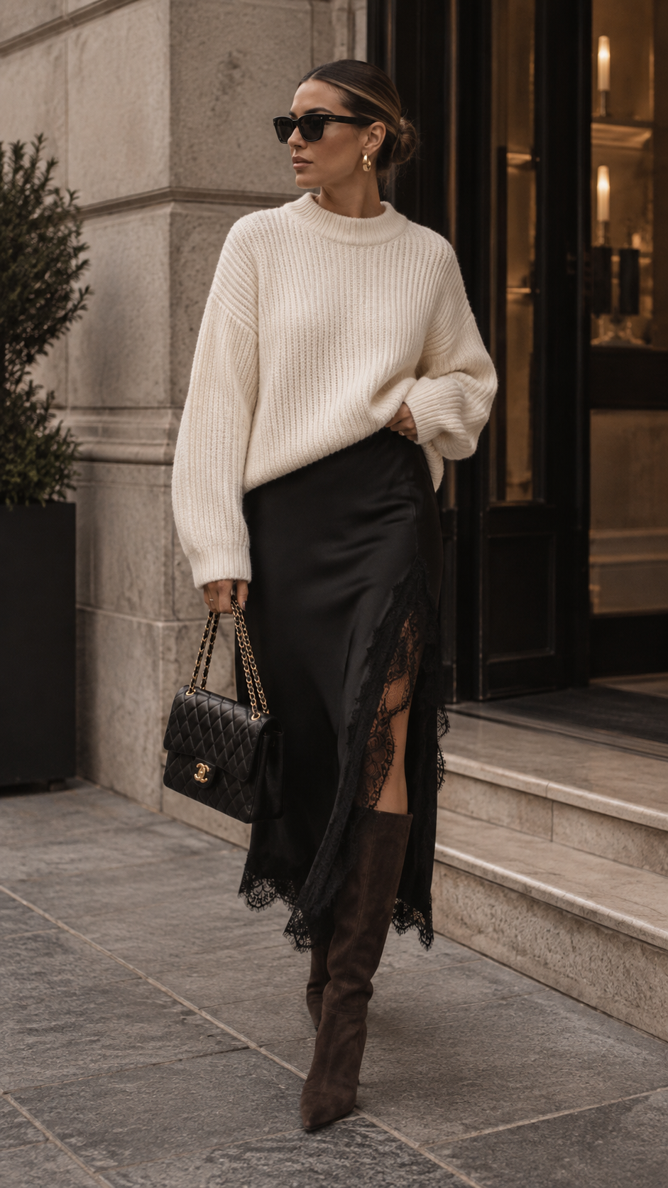 MENUS LONG LACE SKIRT (BLACK) | ONLY