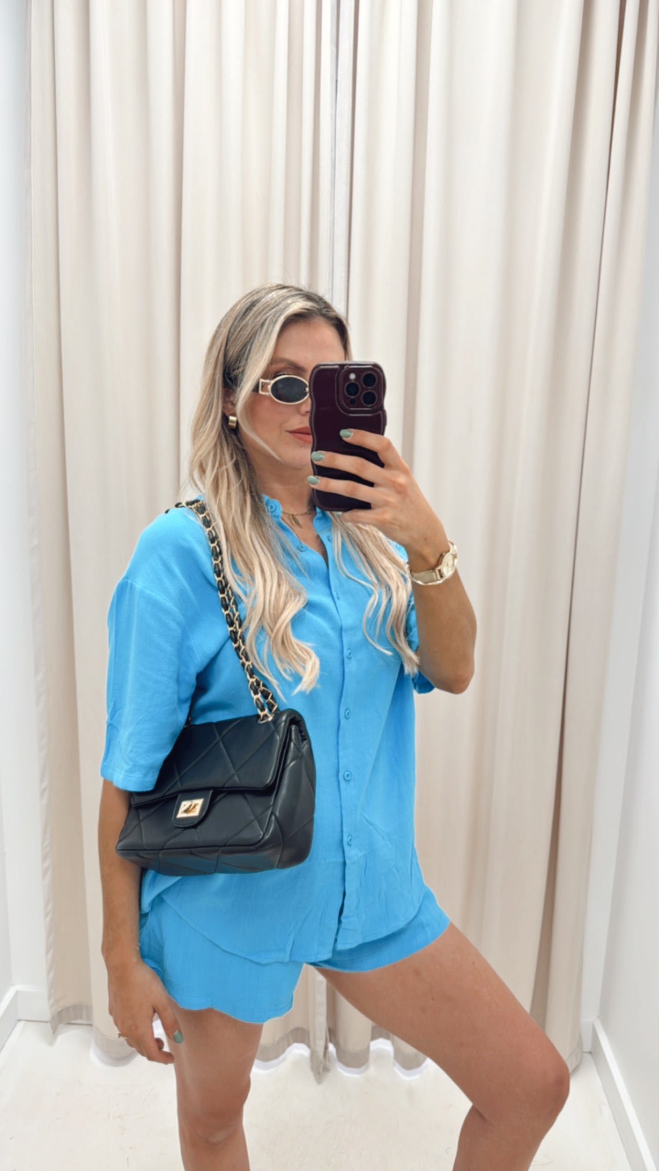 CLAVIYA TWO PIECE SHORT SET (BLUE)