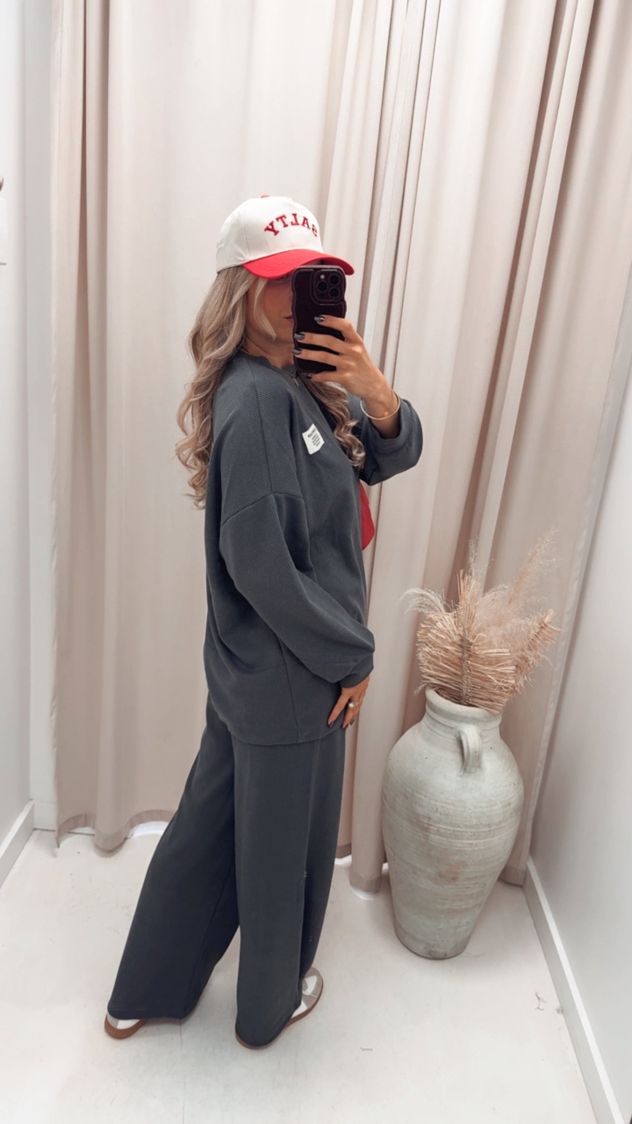 CLASSIC CORDUROY SWEATER AND TROUSER SET (CHARCOAL)