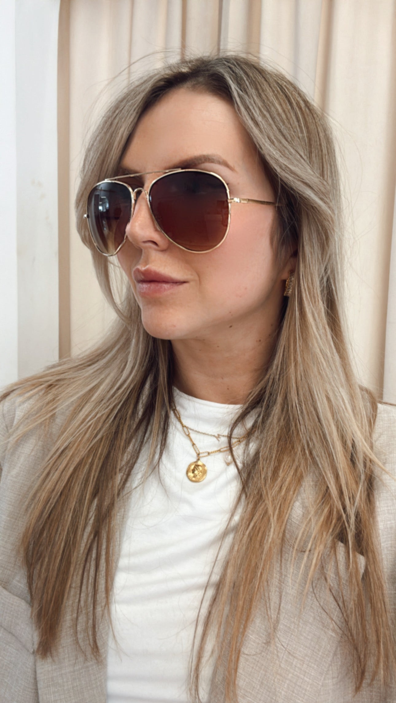 NEW MILEY AVIATOR SUNGLASSES (GOLD | DARK BROWN)
