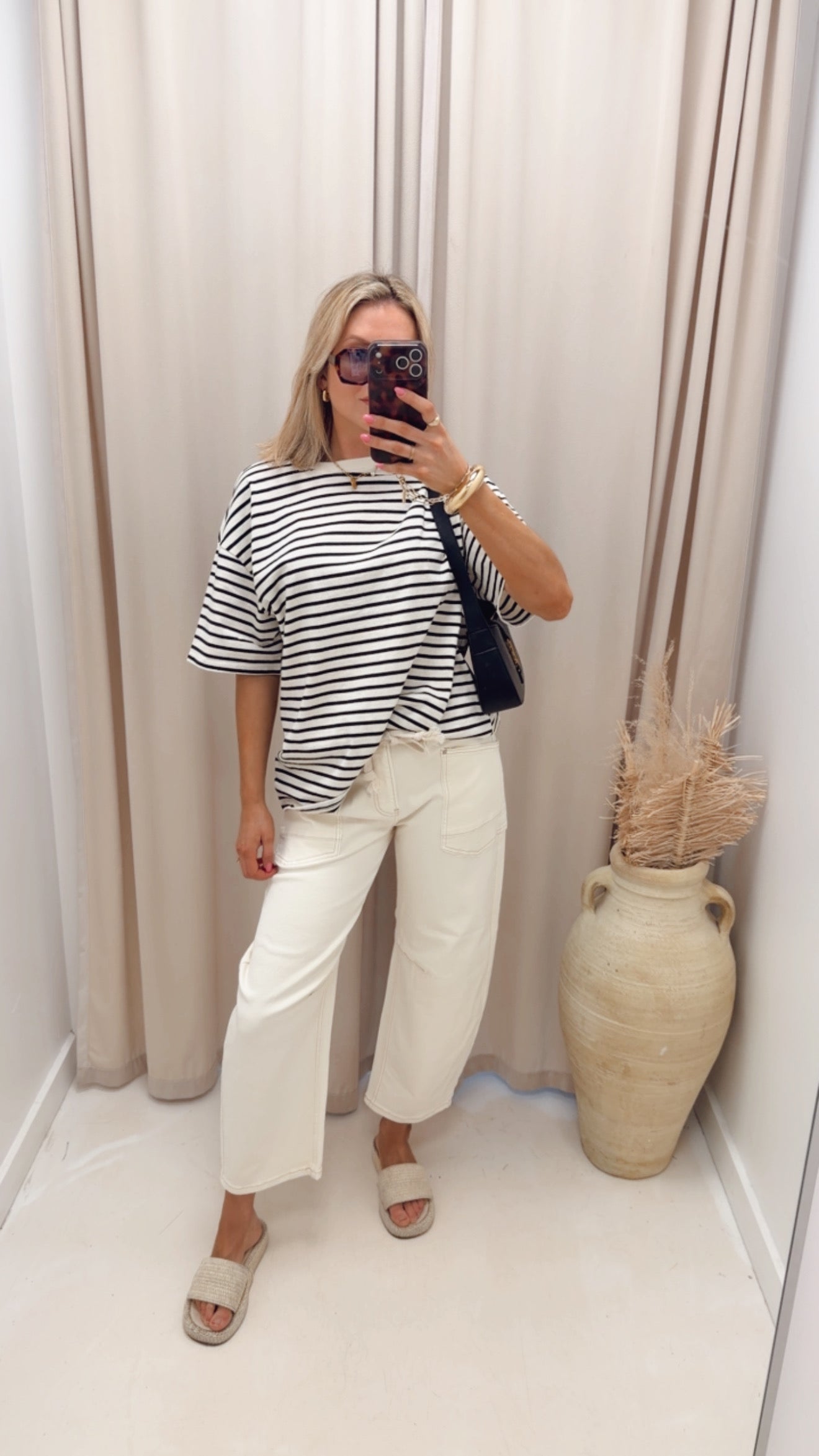 STARLA SLOUCHY CROP BARREL LEG PANTS WITH EYELET STRING