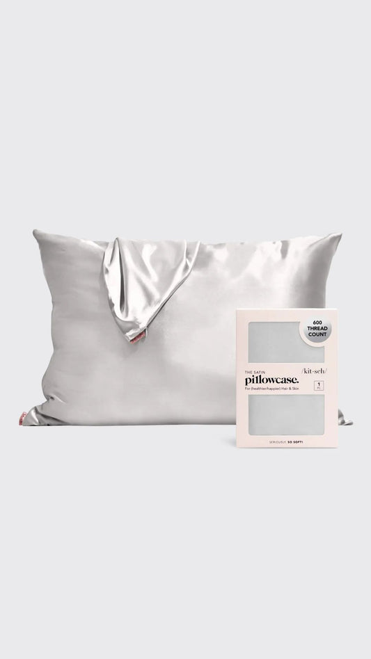 SATIN PILLOWCASE SILVER | KITSCH