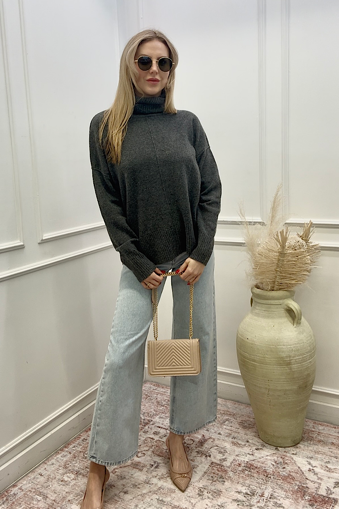 NEW MARGARET TURTLENECK SWEATER (CHARCOAL)