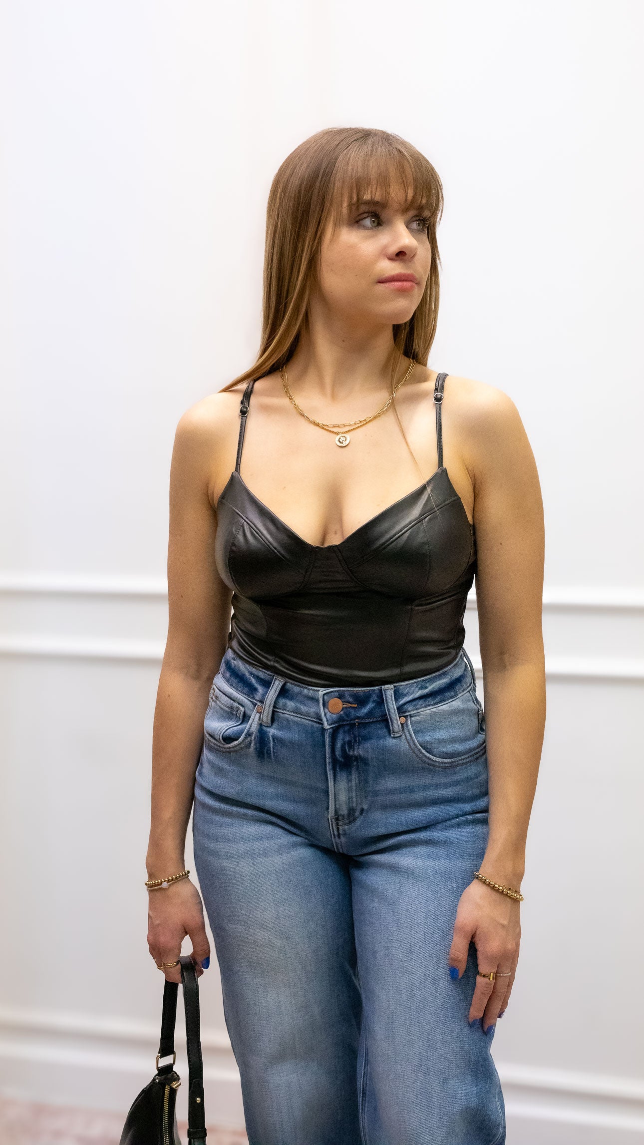 JAYDA FAUX LEATHER BODSUIT