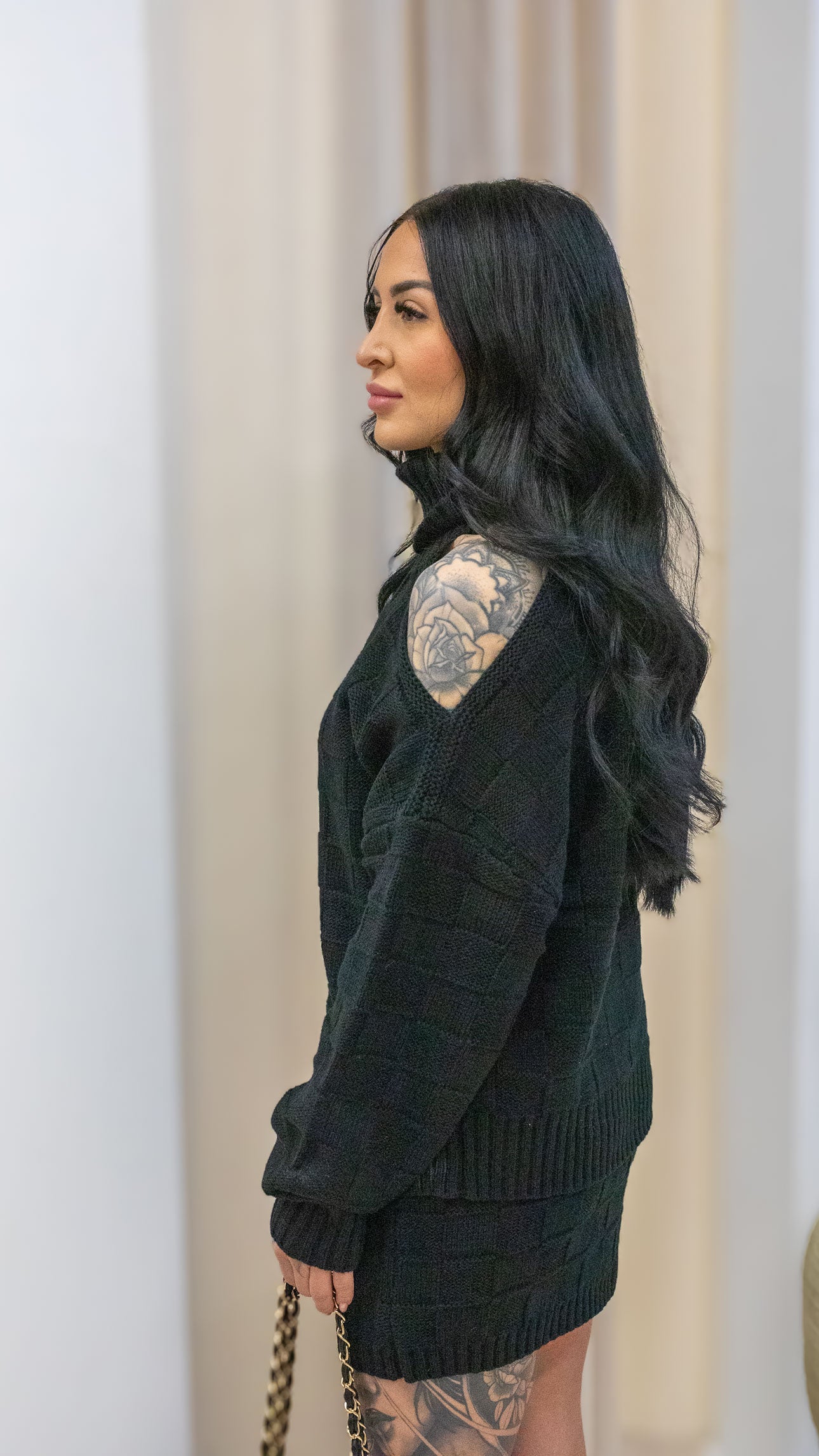 ONYX CHECKERED 2-PIECE KNIT SKIRT SET