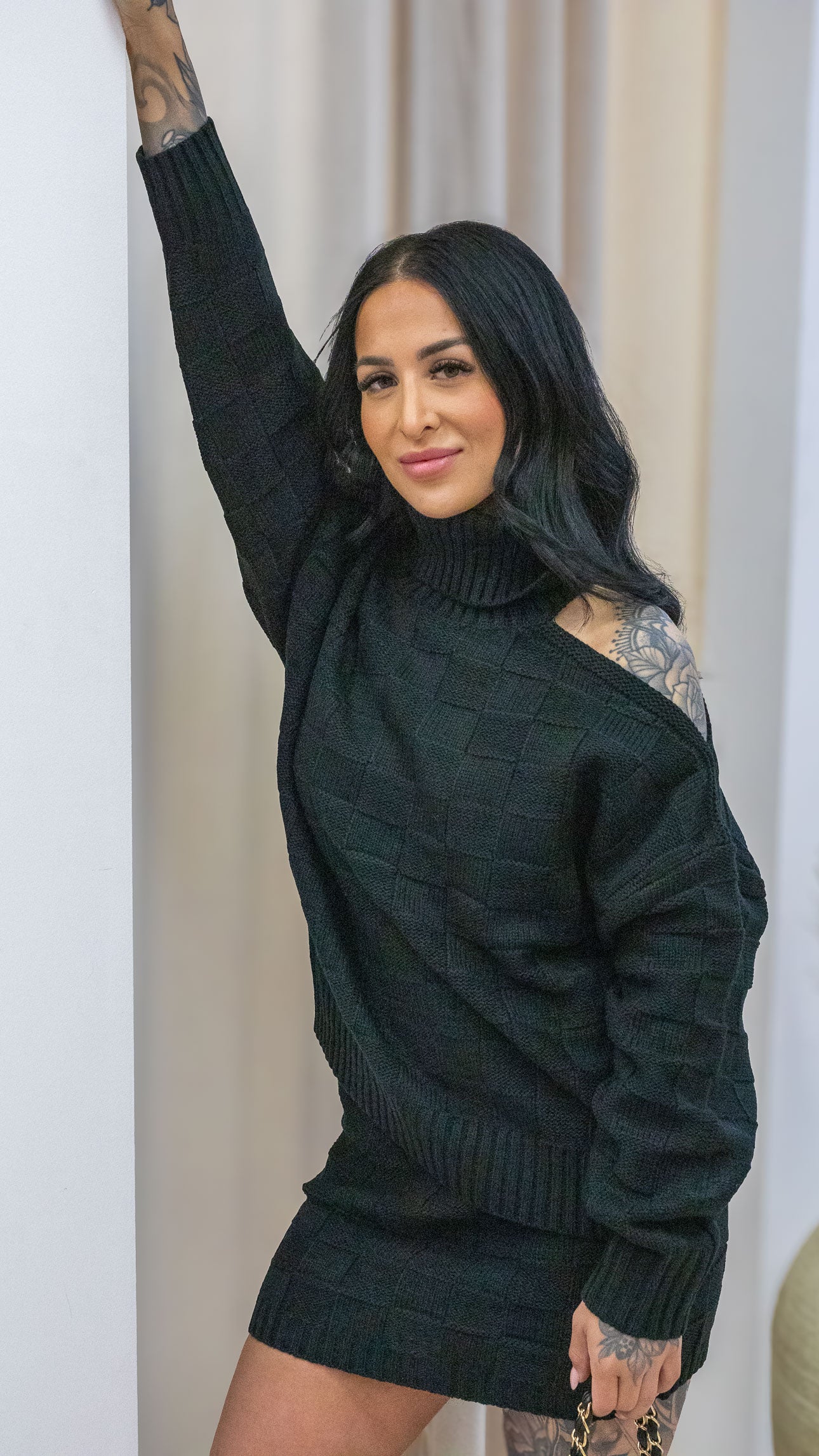 ONYX CHECKERED 2-PIECE KNIT SKIRT SET