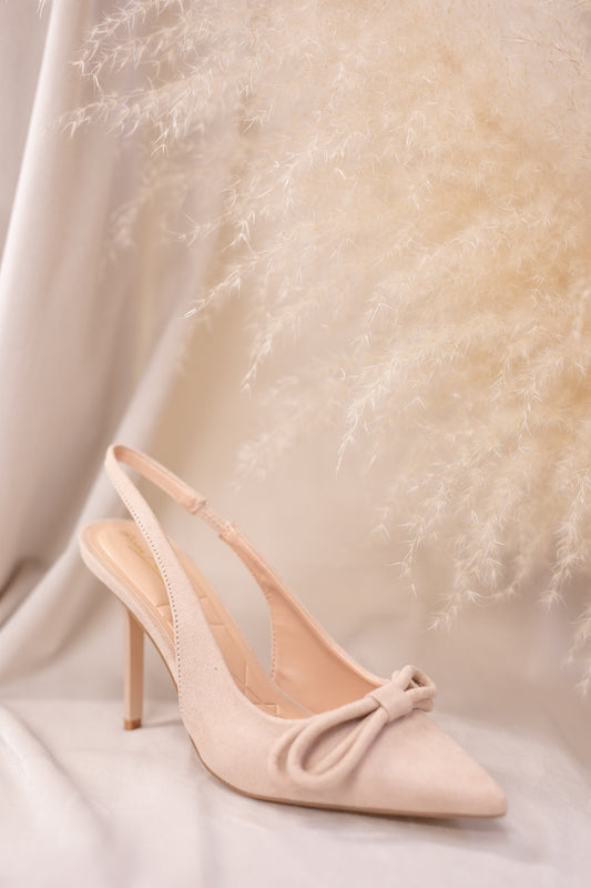 NEW POINTED BOW SLINGBACK HEEL (NUDE)