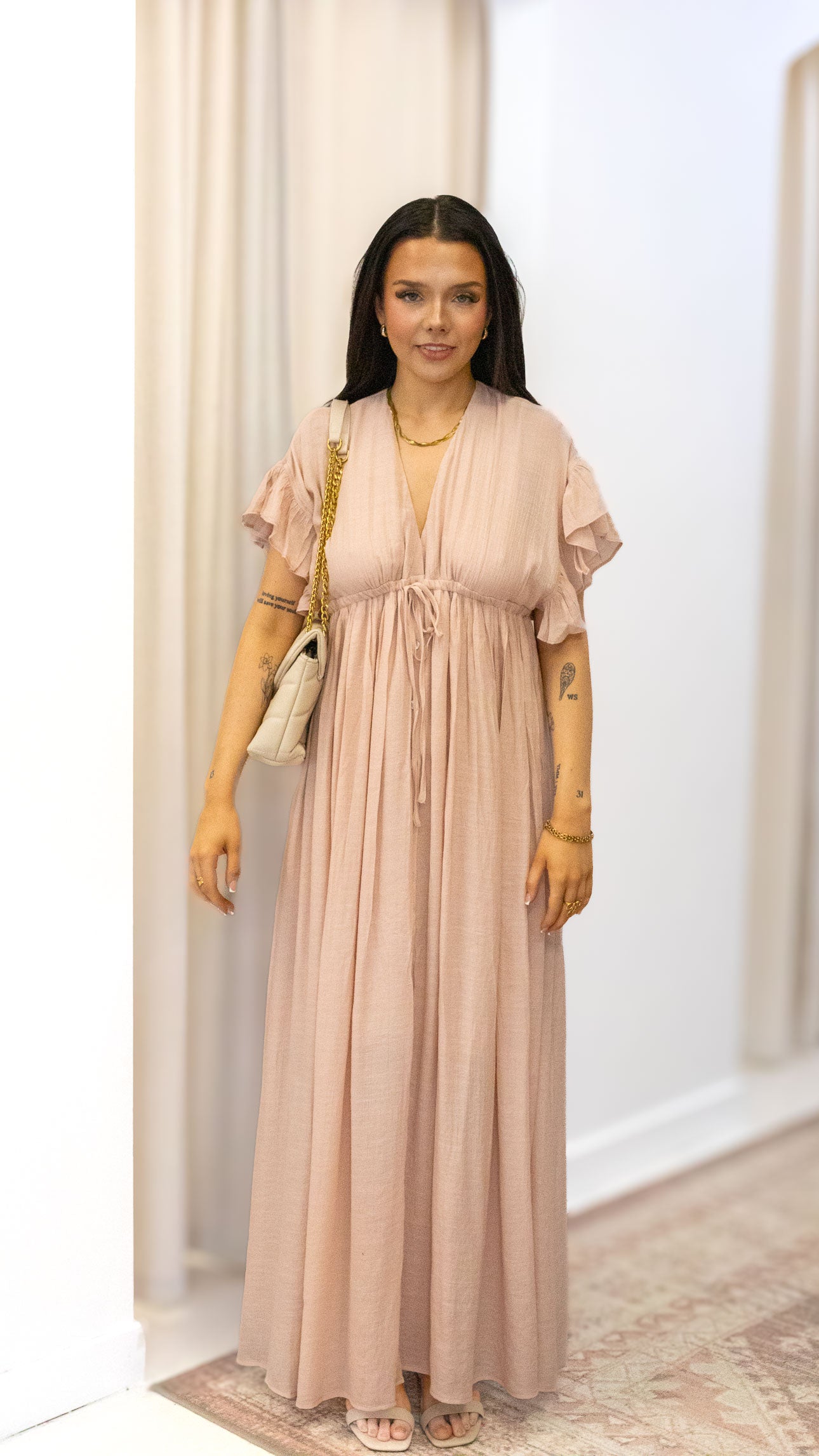 ROMANTIC BOHEMIAN FLOWY MAXI DRESS (BLUE & PINK)