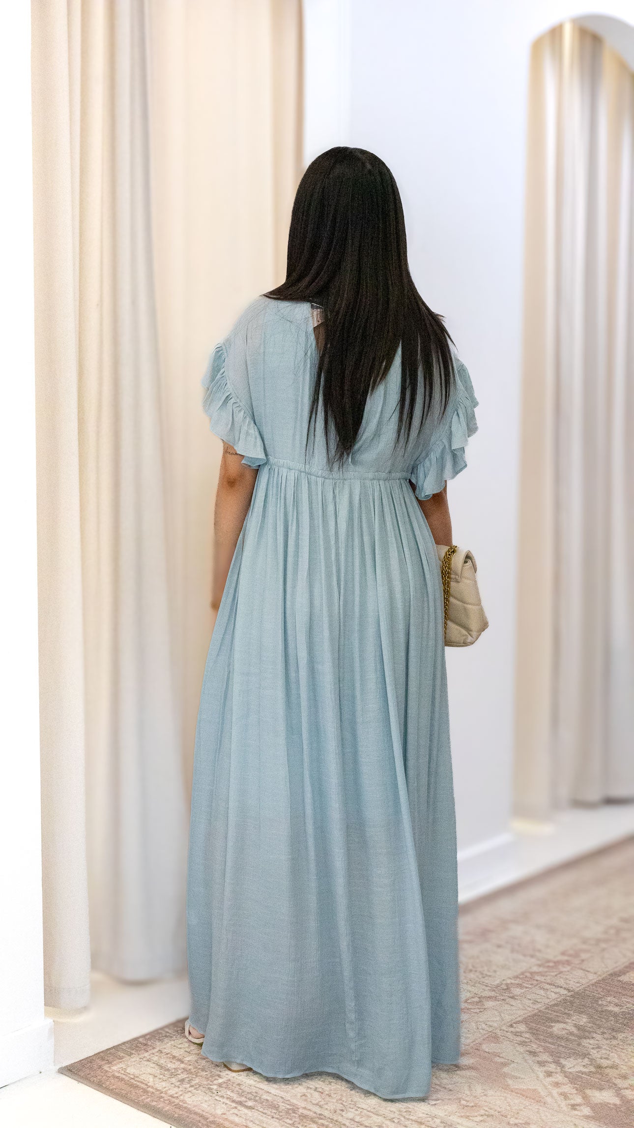 ROMANTIC BOHEMIAN FLOWY MAXI DRESS (BLUE & PINK)