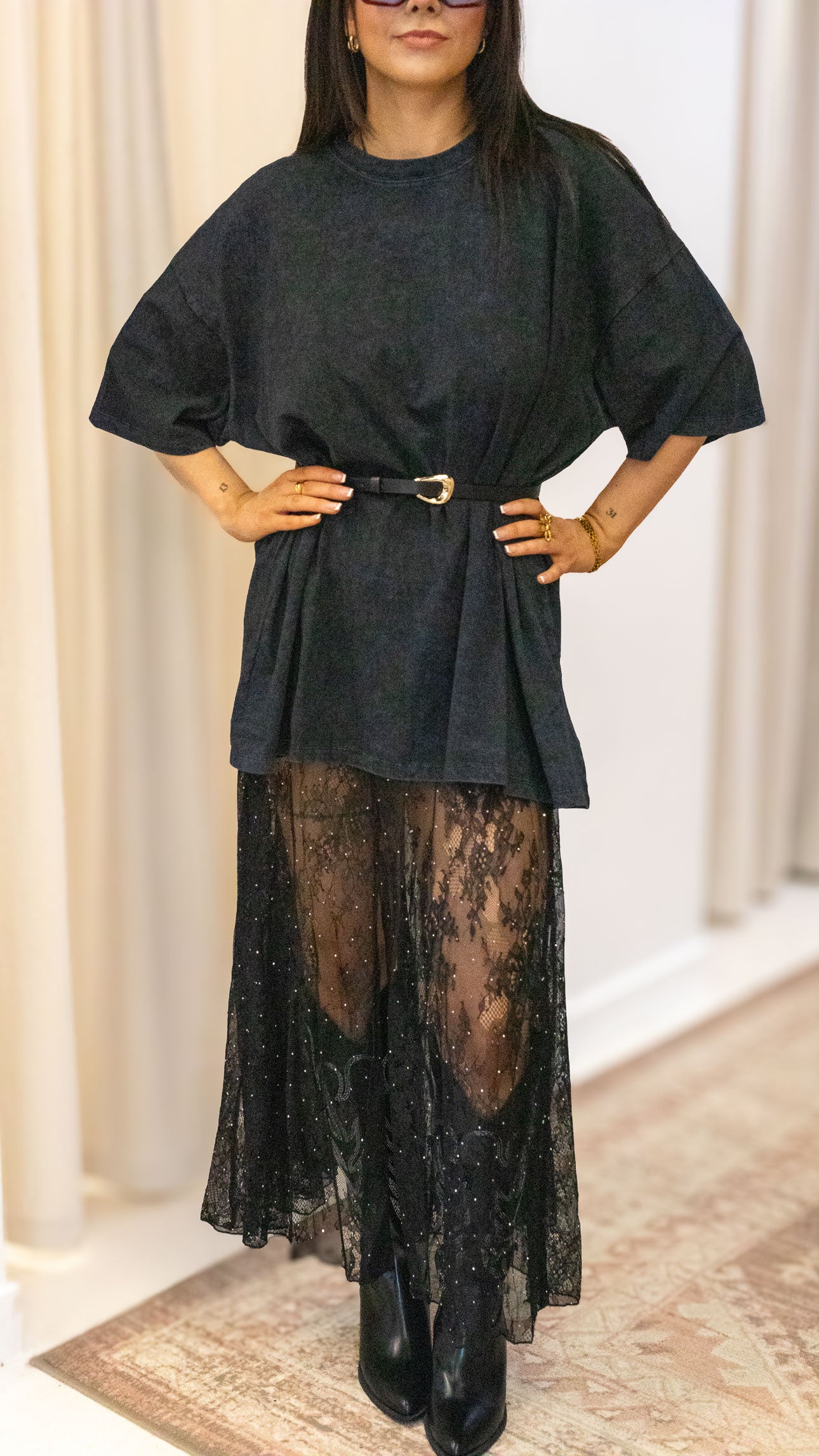 ACID WASH COTTON DROP SHOULDER BOYFRIEND BOX TEE