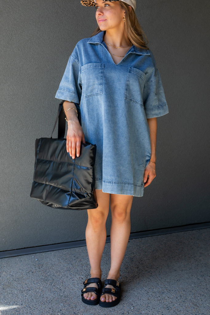 SOLEIL DENIM MINI DRESS