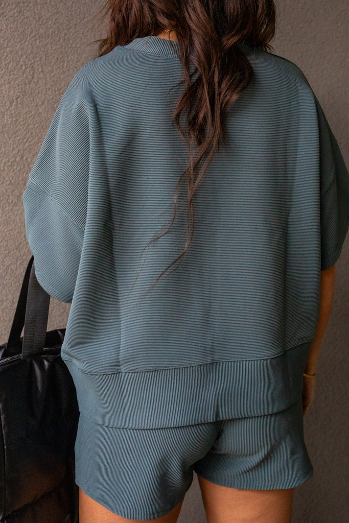 TALIN TWO PIECE SHORT SET (TEAL)