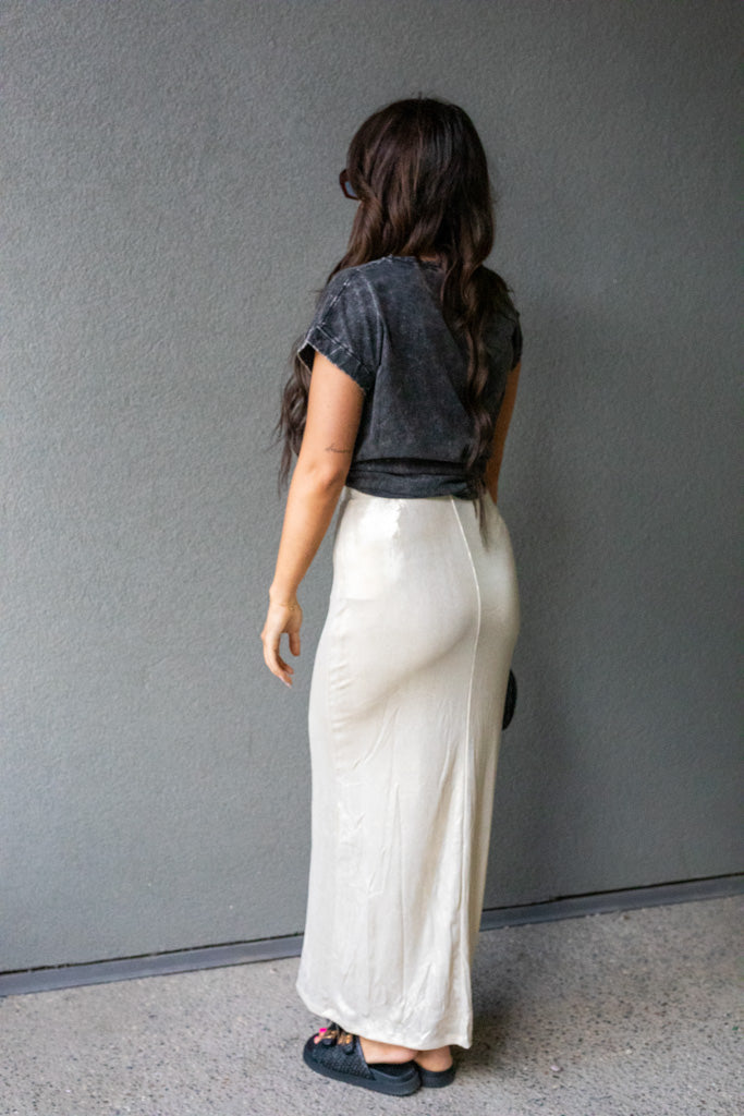 SERENA GOLD METALLIC MAXI SKIRT
