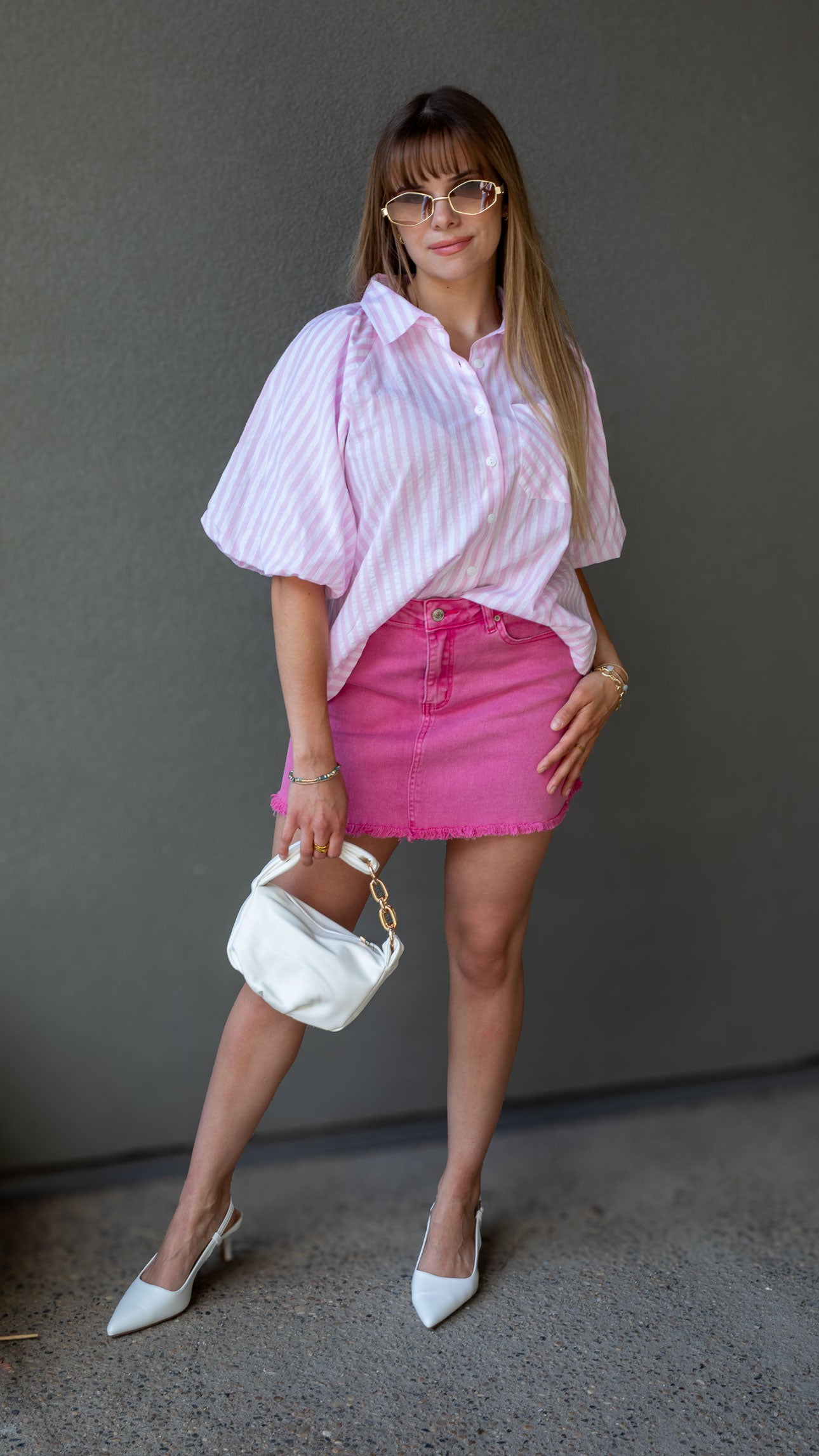 CARO STRIPED BLOUSE (PINK)