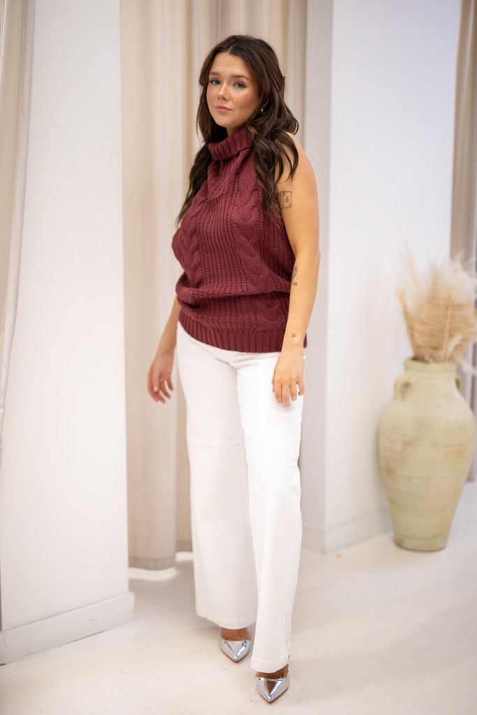 NEW MARGOT CABLE KNIT TOP (BURGUNDY)