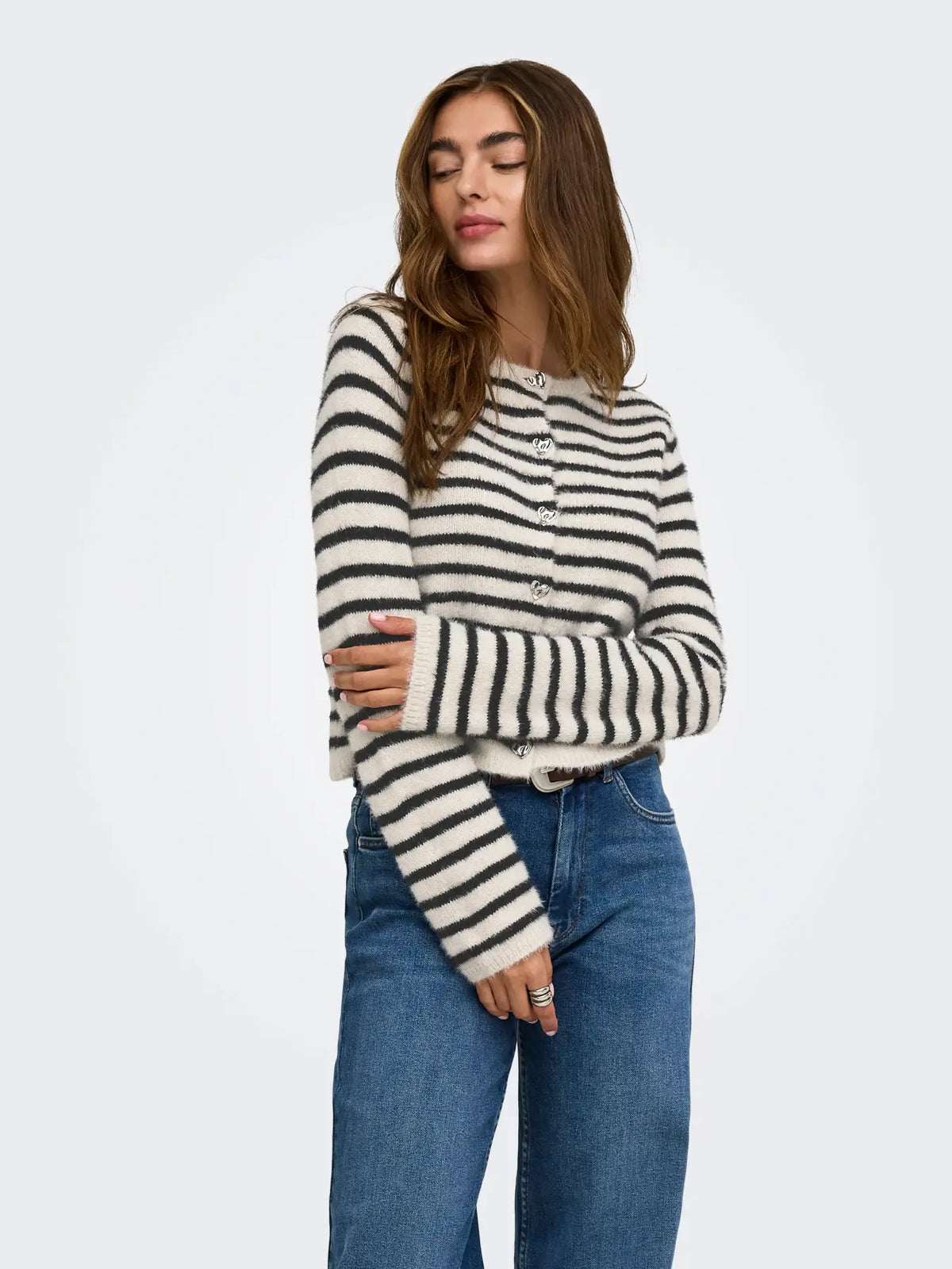 KERRY PIUMO BUTTON STRIPED CARDIGAN | ONLY