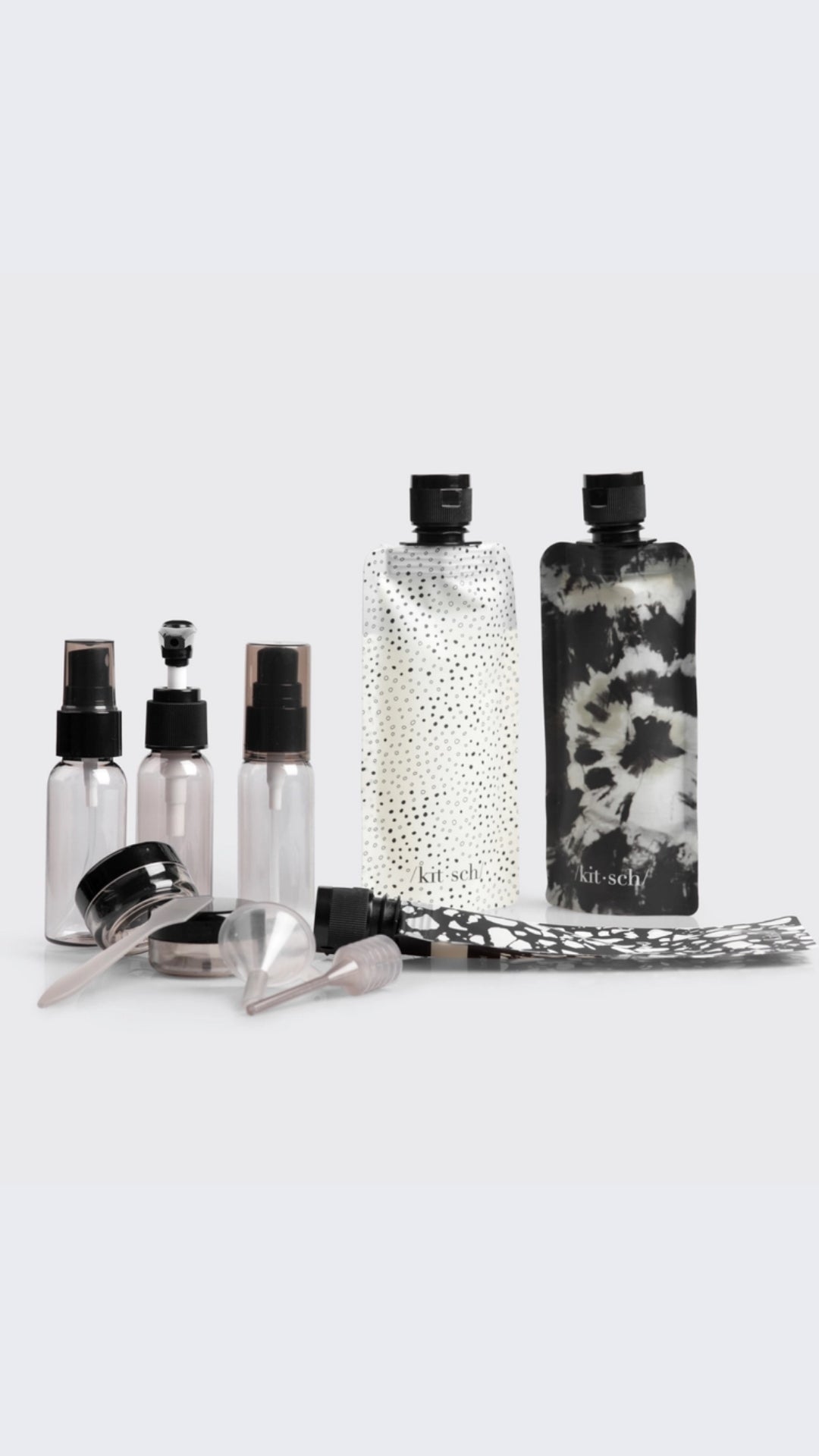 REFILLABLE ULTIMATE TRAVEL 11PC SET - BLACK & IVORY | KITSCH