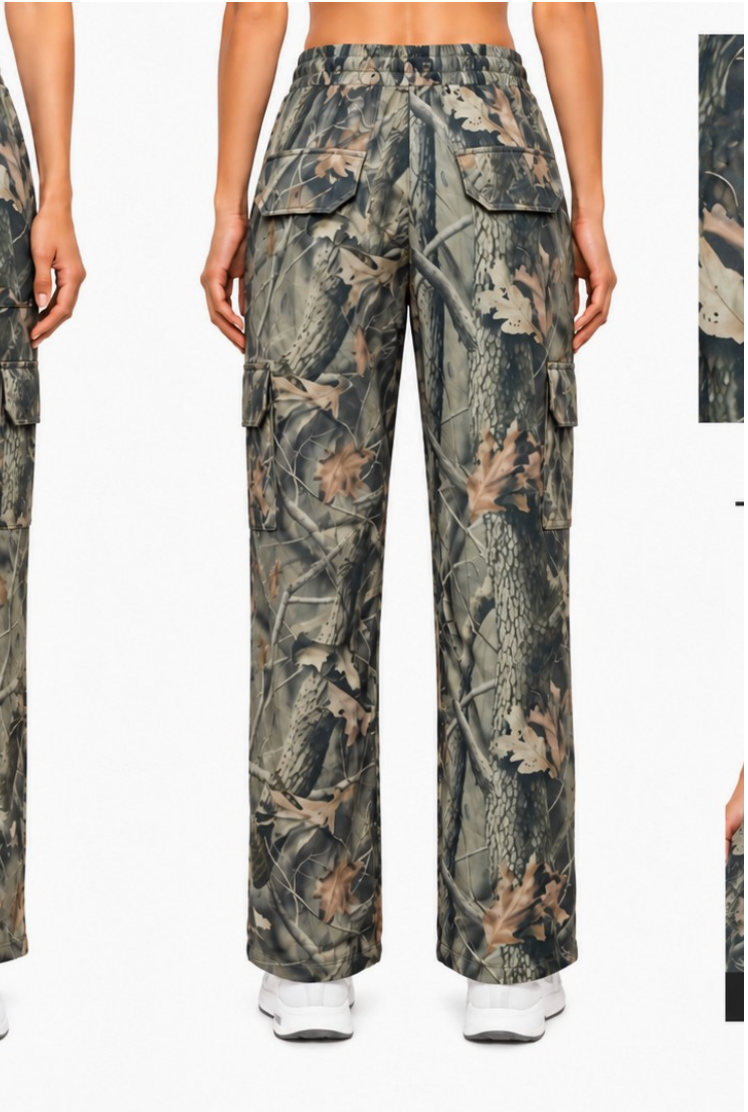 NEW DARLA CAMO DRAWSTRING CARGO PANTS