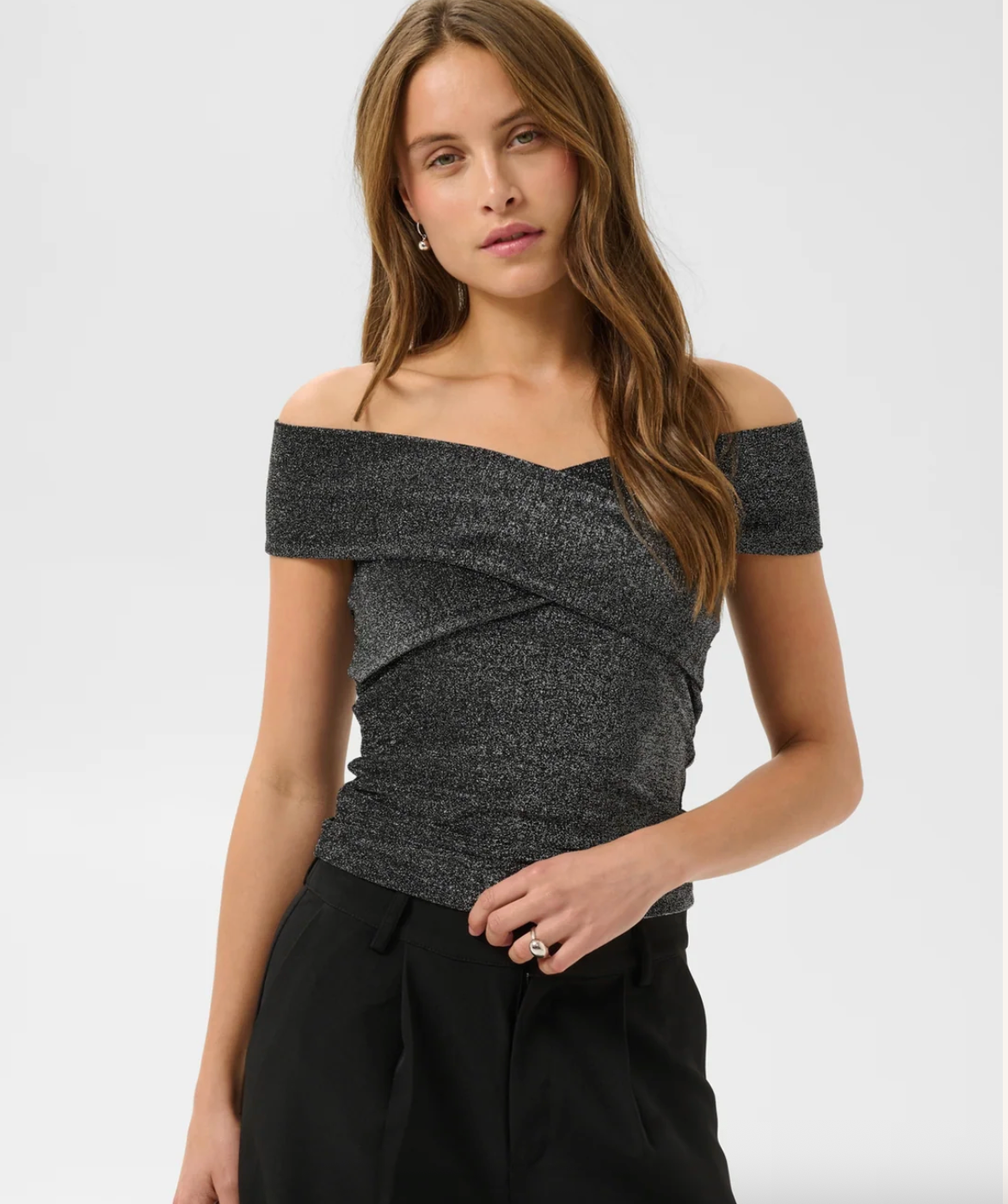 KArebecca Top - Silver black glitter - Metallic