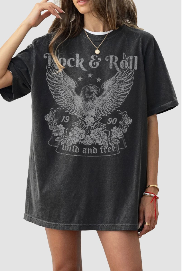 ROCK & ROLL GRAPHIC T-SHIRT BLACK