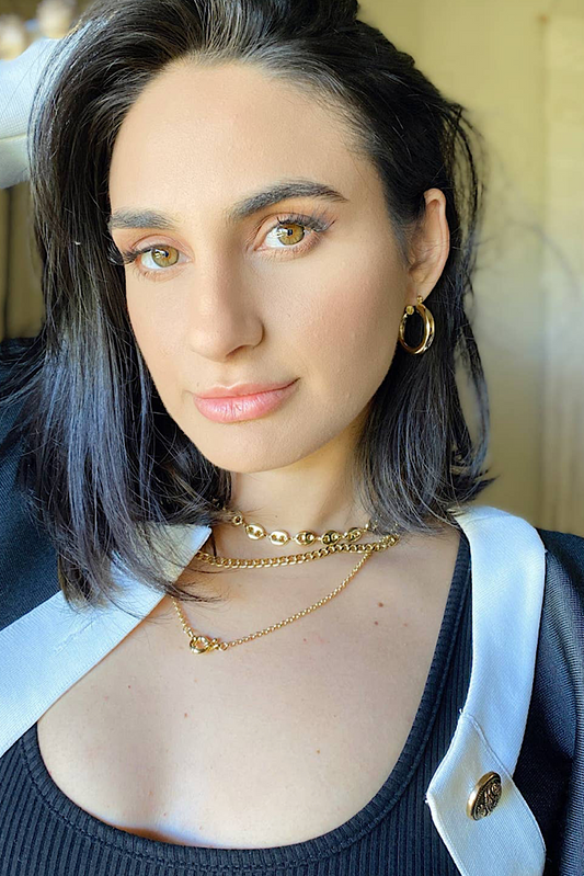 18K GOLD FILLED FRONT CLASP ROLO CHAIN NECKLACE