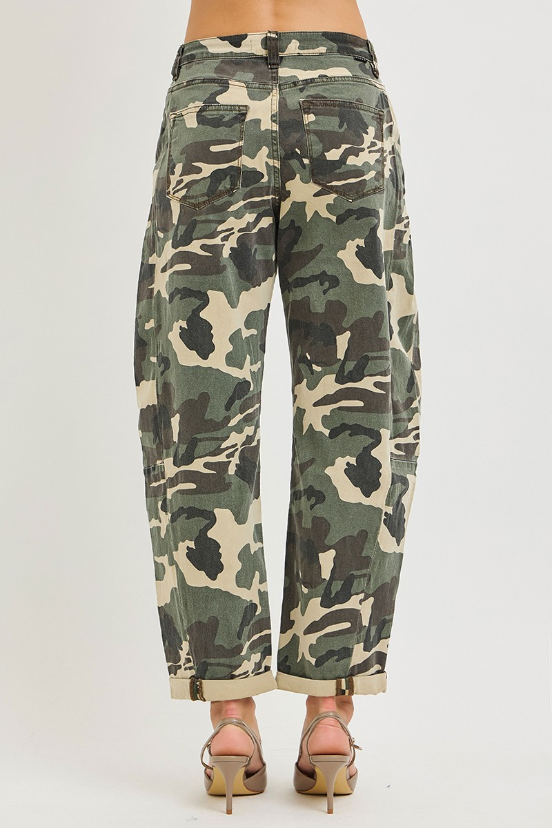 HIGH RISE ANKLE BARREL DOUBLE ROLL UP PANTS