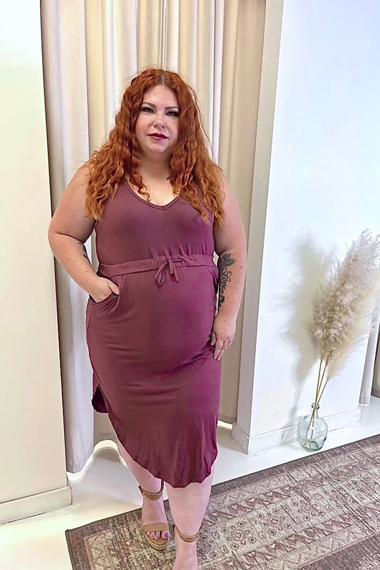 NEW DELANEY DRESS (MAUVE)| CURVY