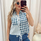 NEW RORY PLAID SLEEVELESS TOP (NAVY)