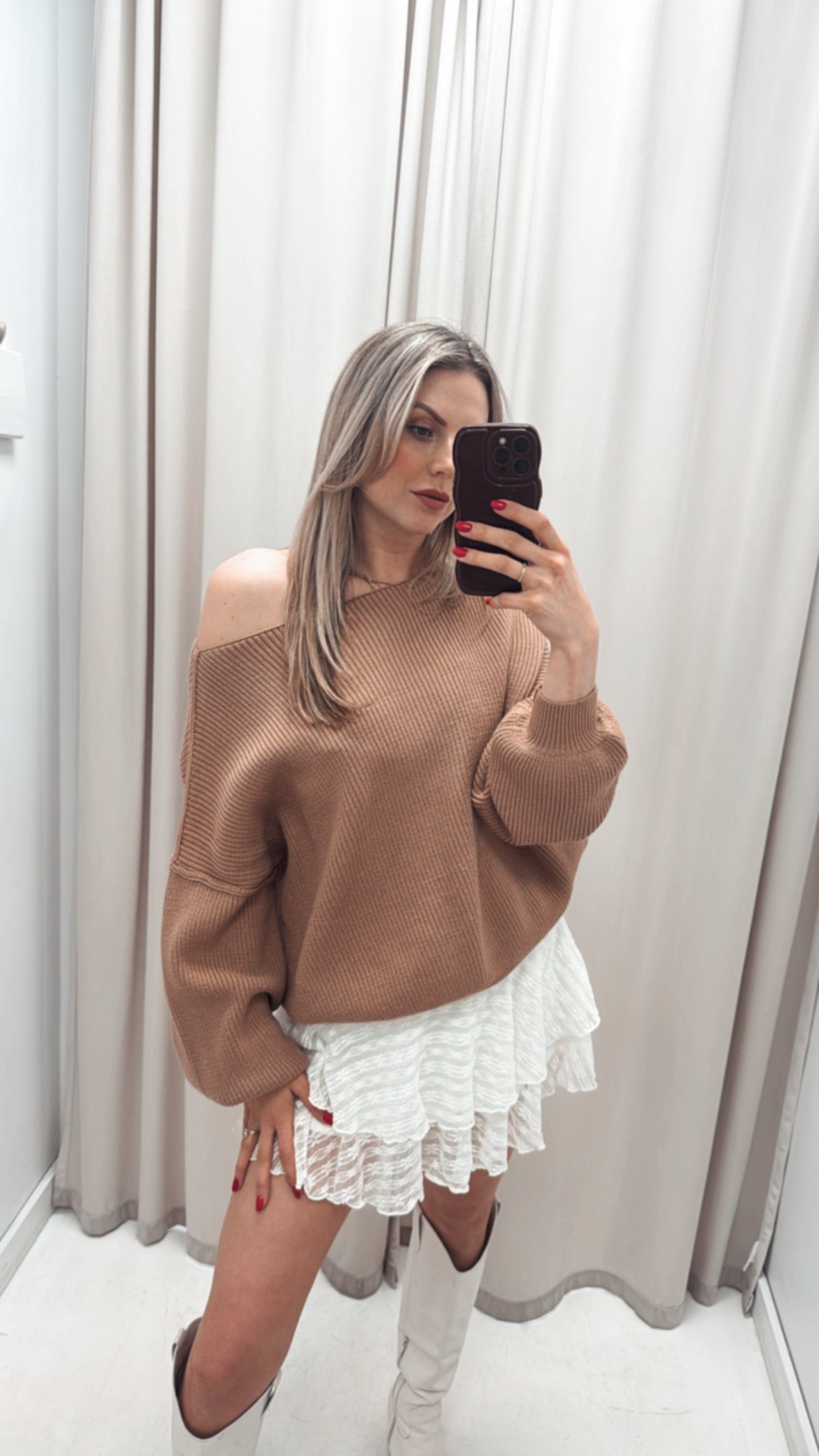 NEW ELEANORA BOATNECK SWEATER (CAMEL)