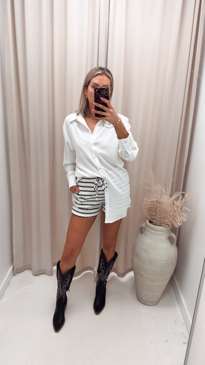 EVA CROCHET STRIPED SHORT | ONLY (WHITE)