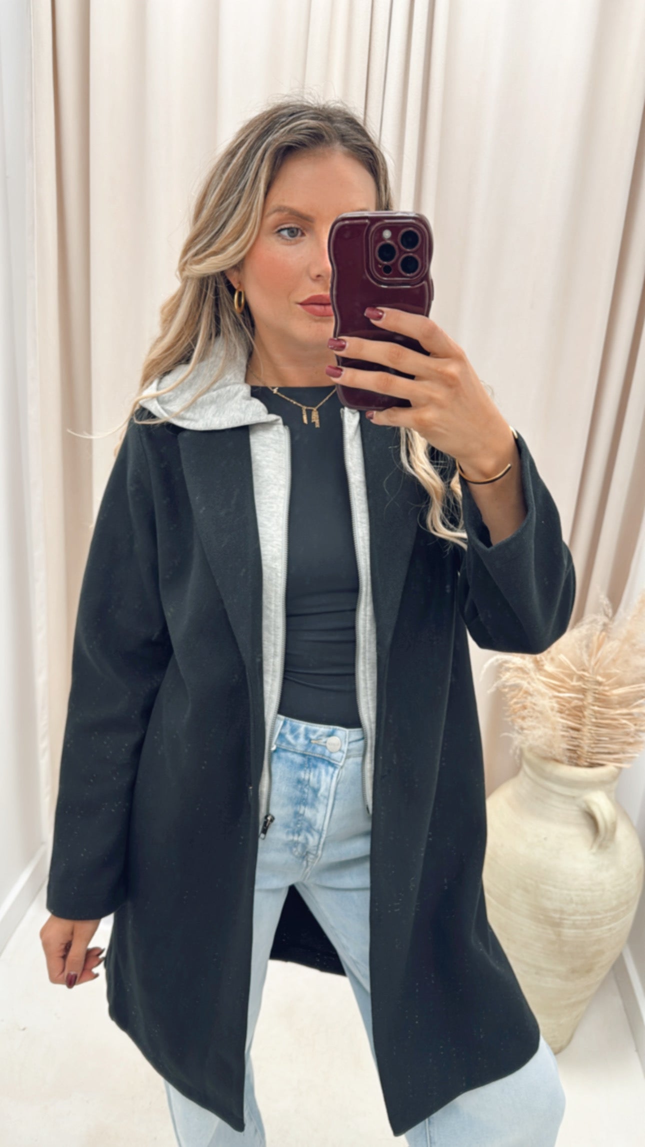 RACHEAL HOODED COAT | BLACK