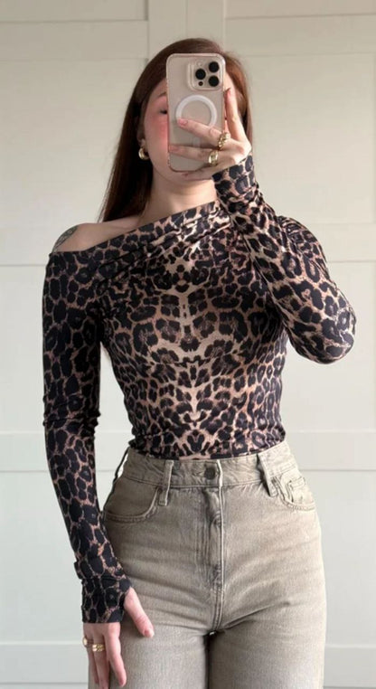 KATRINA LEOPARD LONG SLEEVE TOP