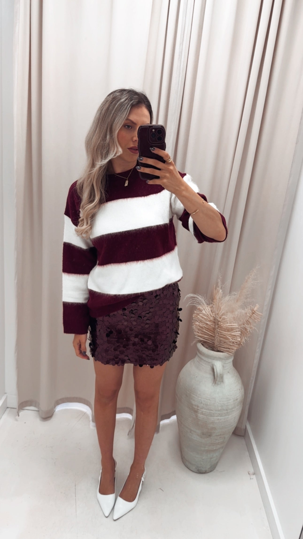 JADEL SEQUIN MINI SKIRT (WINE)