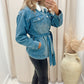 DELTA BELTED DENIM COAT (MEDIUM BLUE)