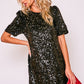 TIMEAH SEQUIN SHIFT MINI DRESS (BLACK)