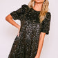 TIMEAH SEQUIN SHIFT MINI DRESS (BLACK)