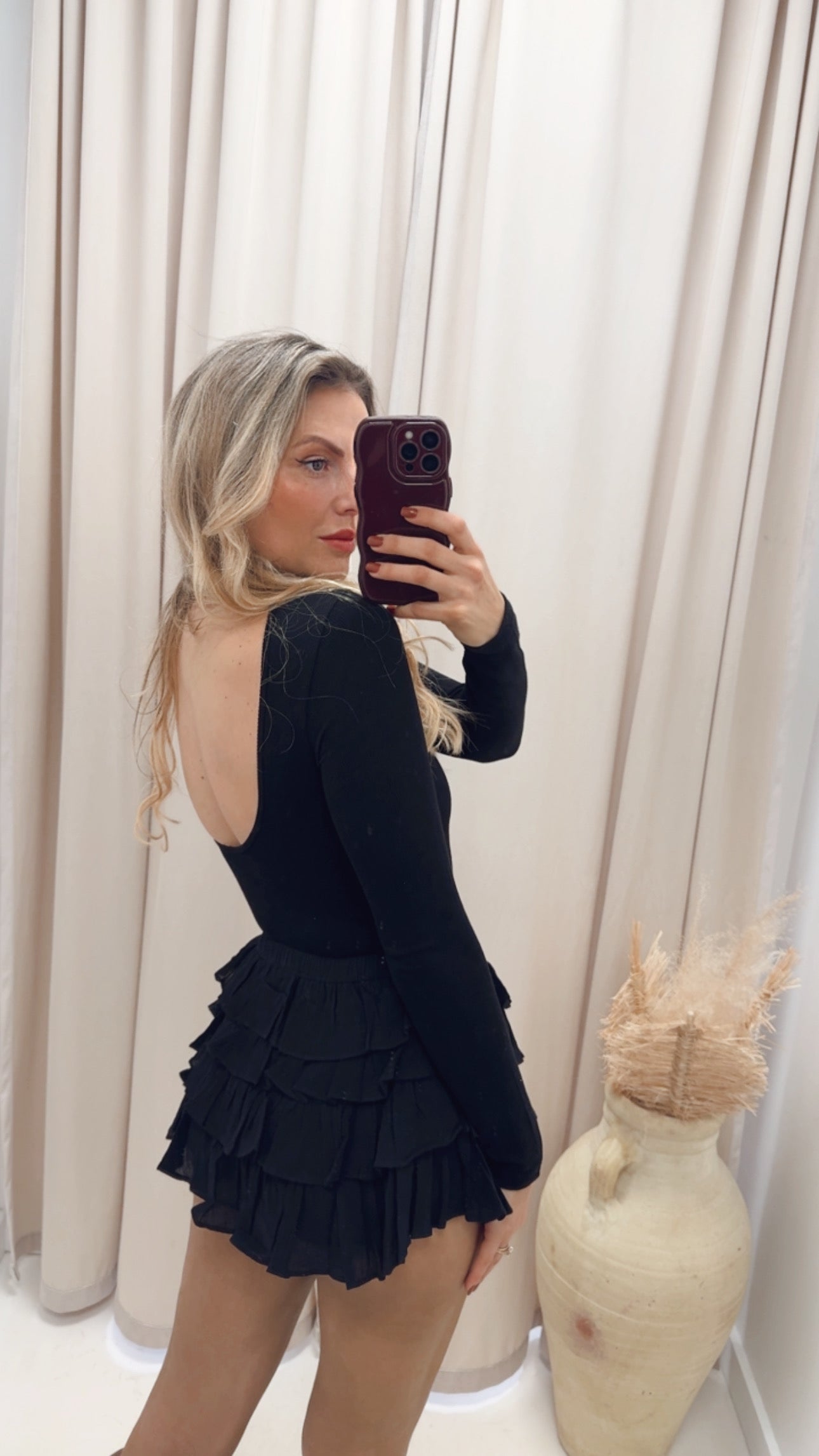 LAYERED FRILL SKORT (BLACK)