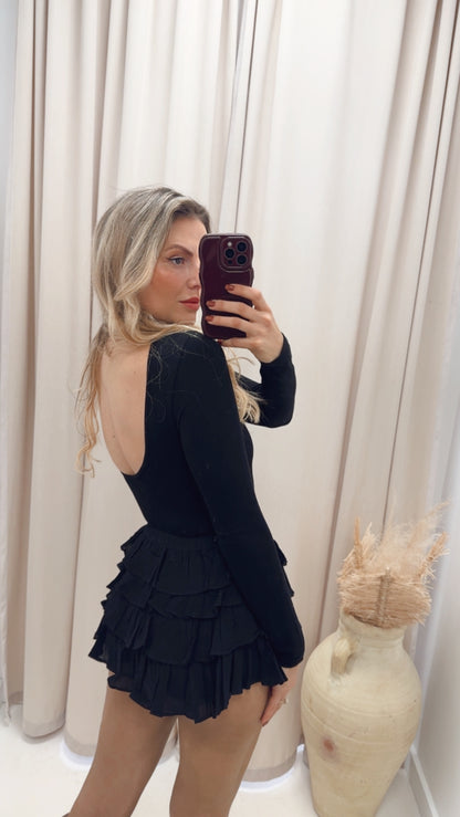 LAYERED FRILL SKORT (BLACK)