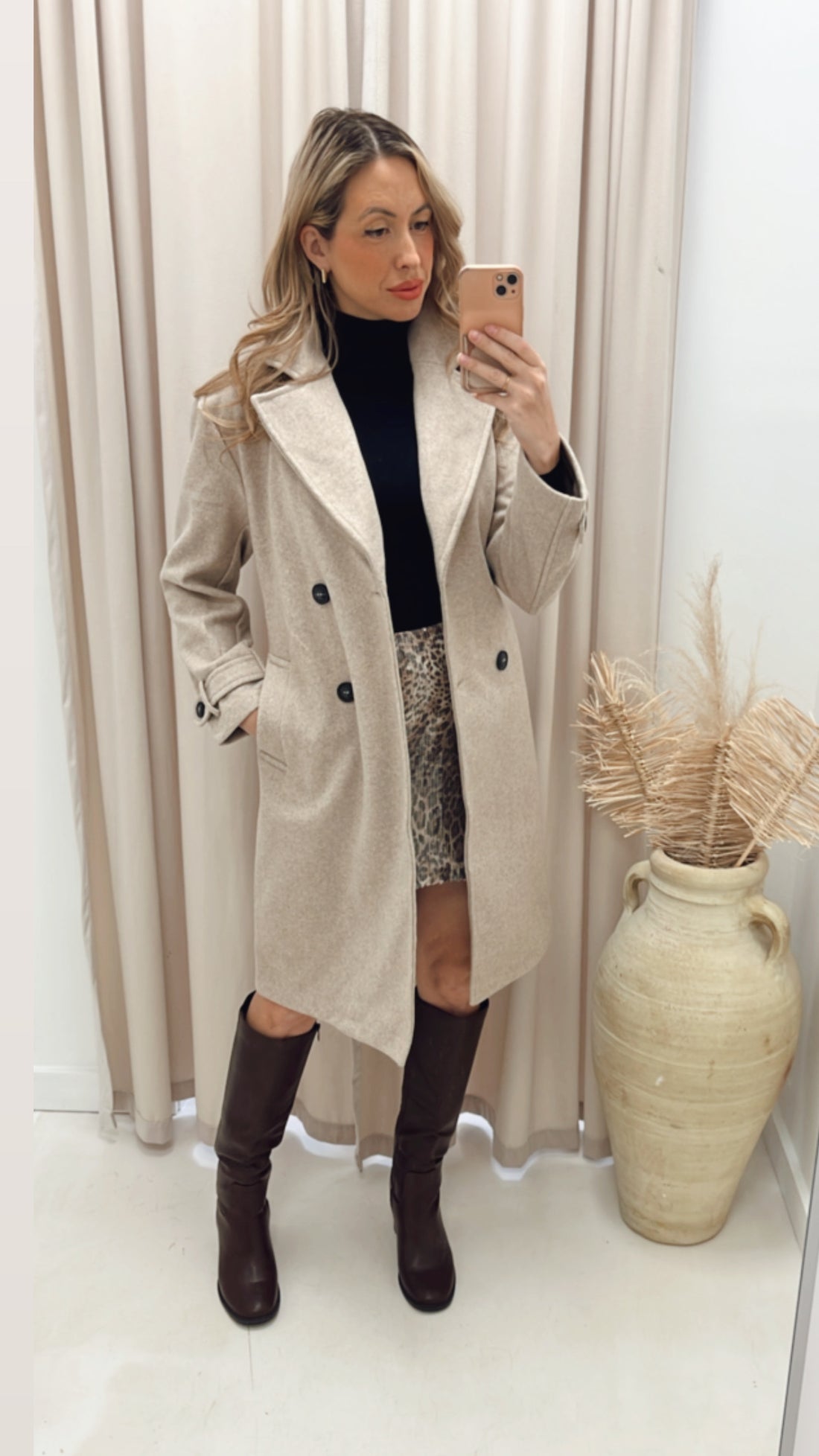 ANGELINA  DOUBLE BREASTED WRAP COAT  (OATMEAL)