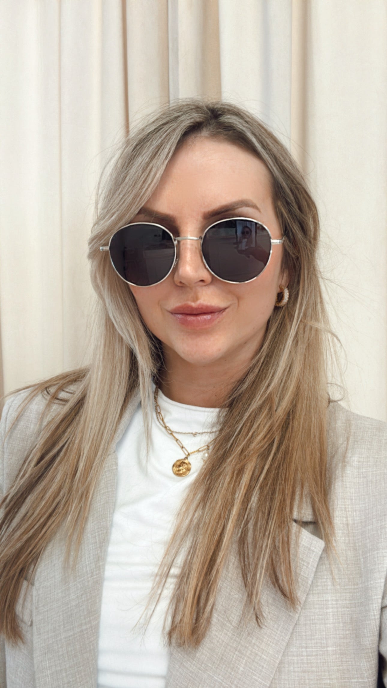 NEW JENNA ROUND SUNGLASSES (SILVER)